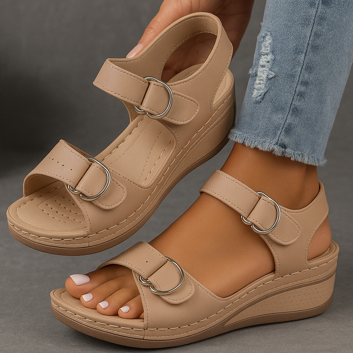 Strappy Wedge-Heel Womens Sandals, Cushioned Support
