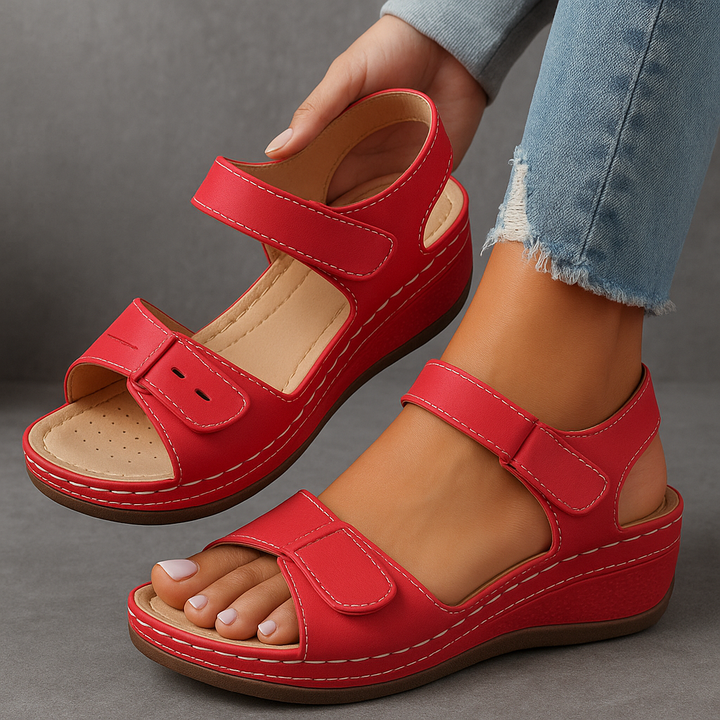 Strappy Wedge-Heel Womens Sandals, Cushioned Support
