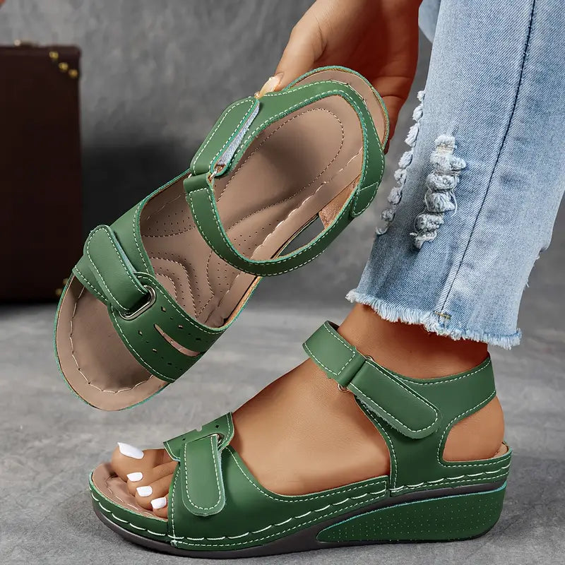 Strappy Wedge-Heel Womens Sandals, Cushioned Support