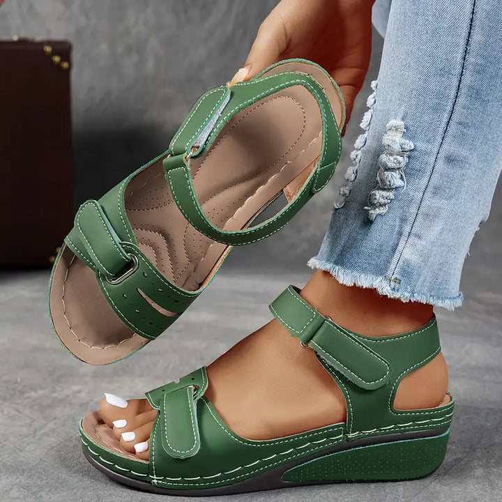 Strappy Wedge-Heel Womens Sandals, Cushioned Support