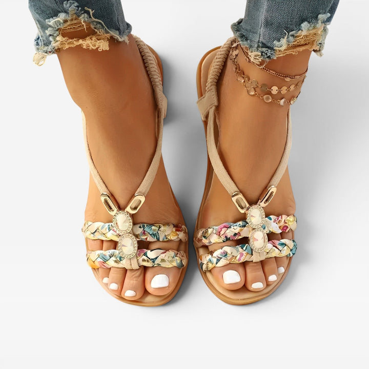 Boho Braided Cushioned Womens Sandals, Lightweight Feel