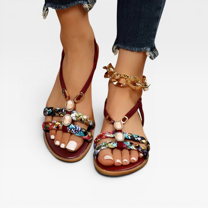 Boho Braided Cushioned Womens Sandals, Lightweight Feel