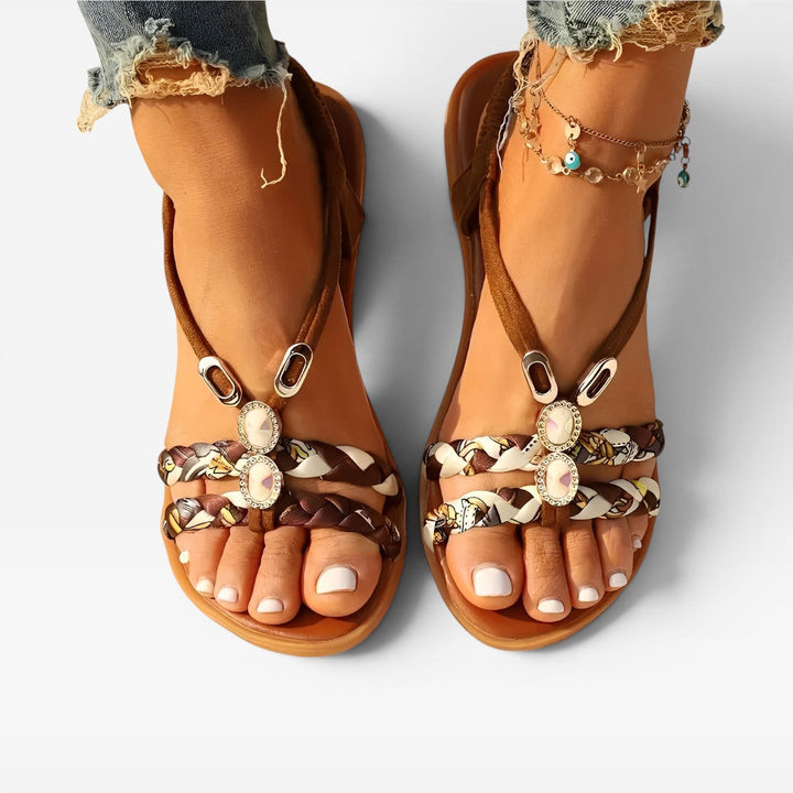 Boho Braided Cushioned Womens Sandals, Lightweight Feel