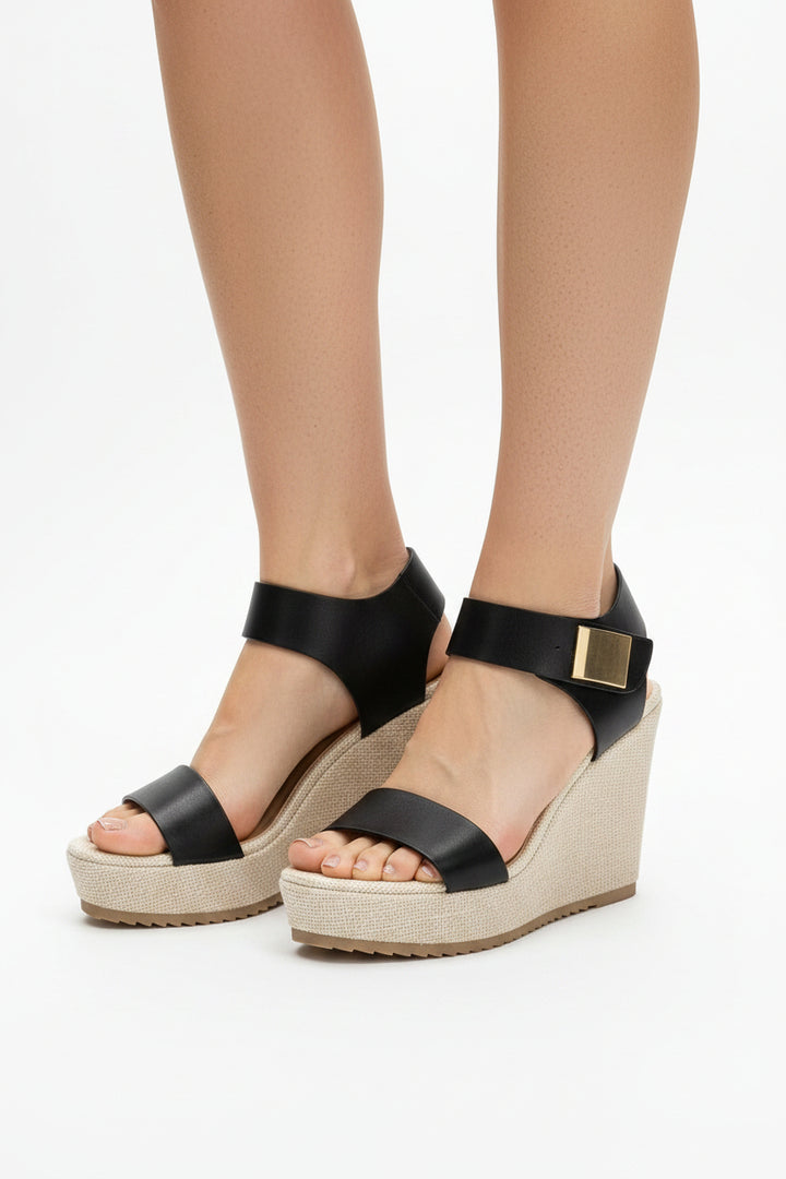 Platform Wedge Sandals — Studio - Clean | Generated by Modelize