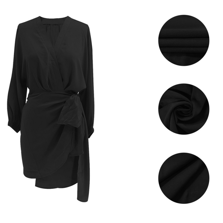 V-Neck Tie-Waist Womens Wrap Dress, Knee-Length Day
